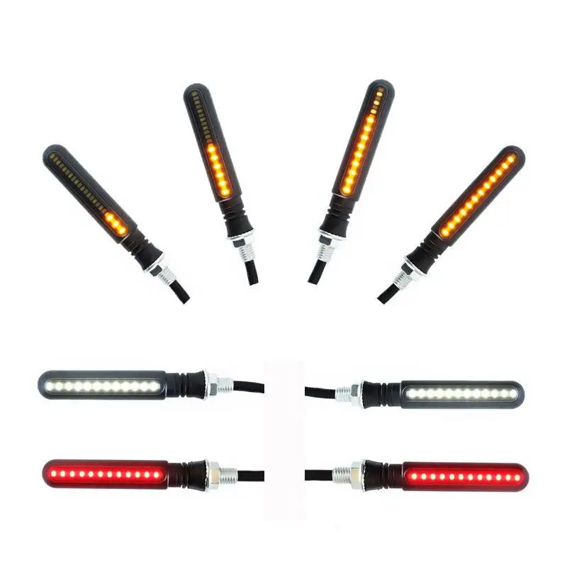 

None 4pcs Motorcycle 24 LED Signs Water Brake Lights Tail Signal Indicator Light