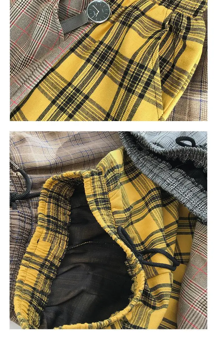 Lappster mulheres streetwear calças xadrez 2020 harajuku