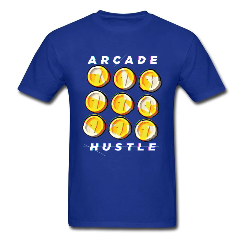 Slim Fit ARCADE HUSTLE Design T Shirt Crewneck Cotton Men's Tops & Tees Short Sleeve Summer Design Tee-Shirts Top Quality ARCADE HUSTLE blue