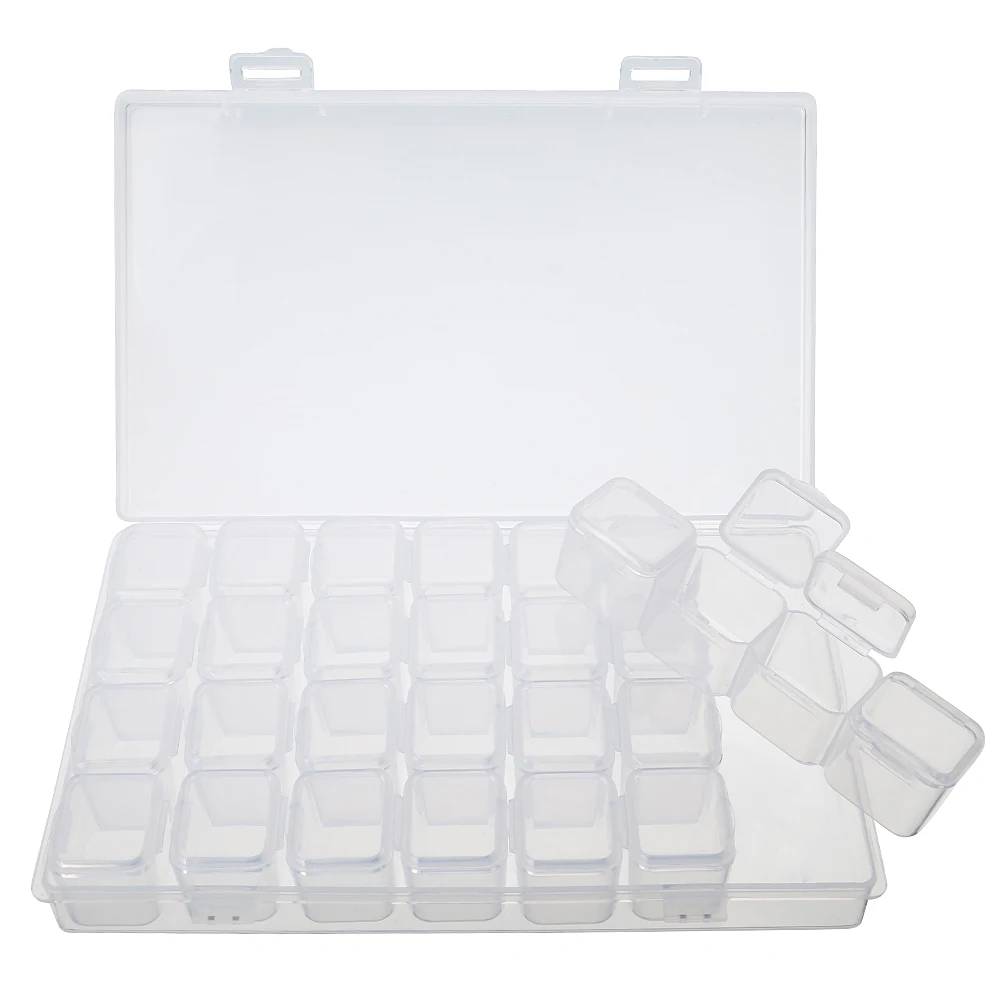 28 Grid Clear Plastic Jewelry Storage Box Case Craft Organizer Bead Adjustable 