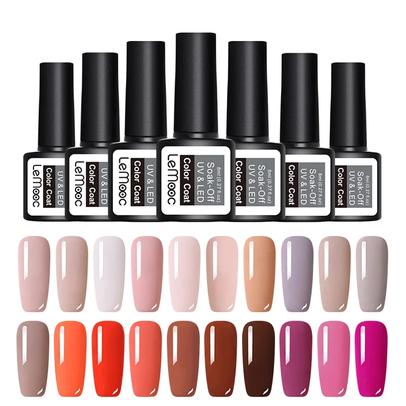 

LEMOOC 8ml Nail Polish UV Gel Polish Color Semi Permanent Gel Varnish Manicure Top Coat Glitter Hybrid Nail Art UV Gel