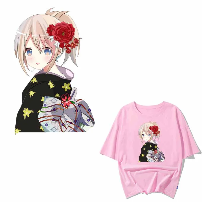 

Cute Girl Patch Iron on Transfer Flower Patches for Clothing DIY Dresses Applique Heat Transfer Vinyl Stickers on Clothes Press