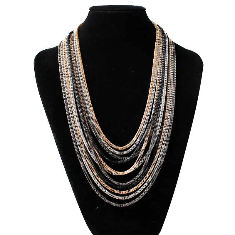 

F&U Colorful Chain Necklace Trendy Fashion Unique Design Cheap Wholesale Exquisite Multi-layers Chain Necklace