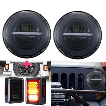 

7inch 50W LED Headlight DRL and USA/EU edition reverser brake turn signal LED rear tail light 07-16 For Jeep wrangler LED light