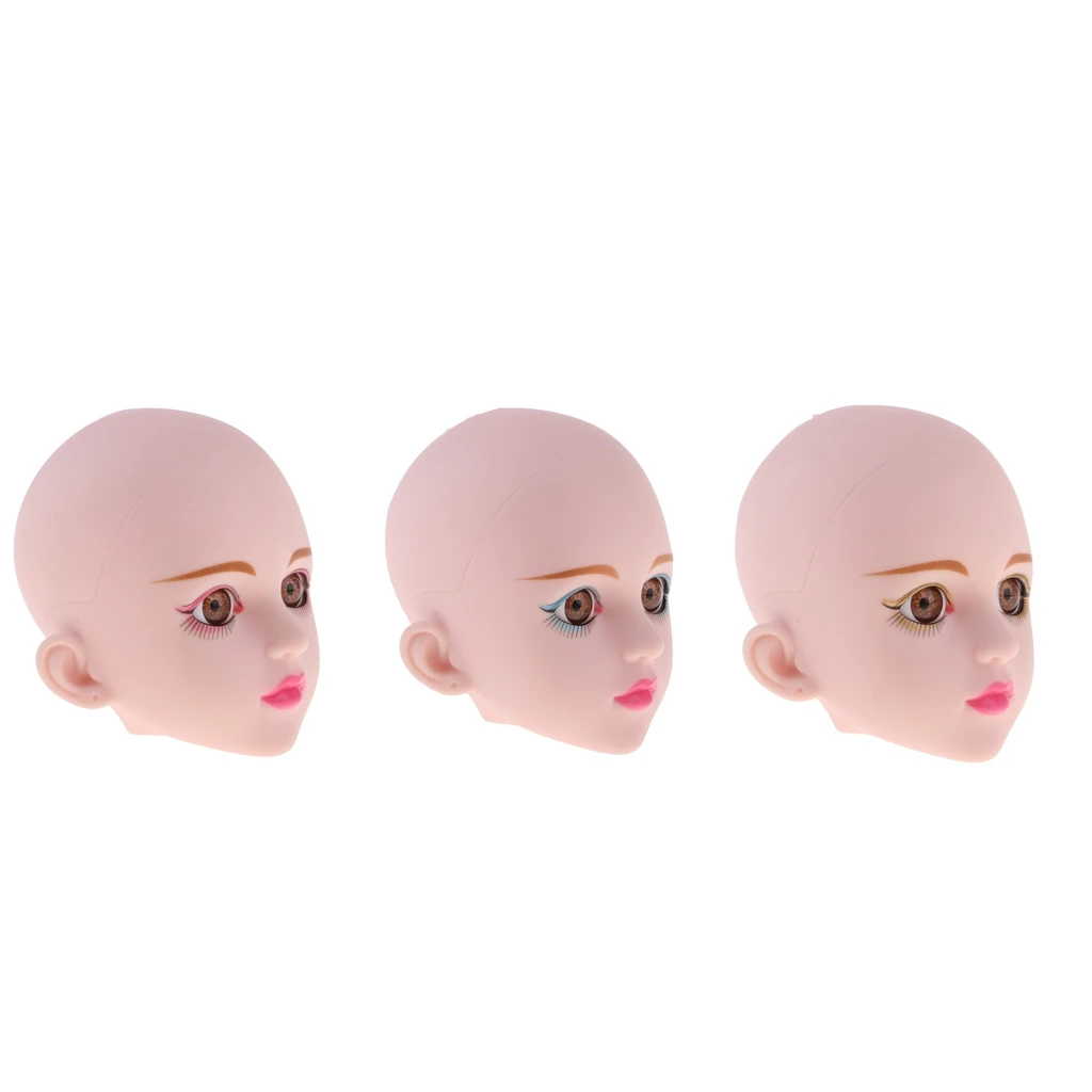 1/4 Female Doll Head w/ Brown Eyes for BJD DIY Part Accs