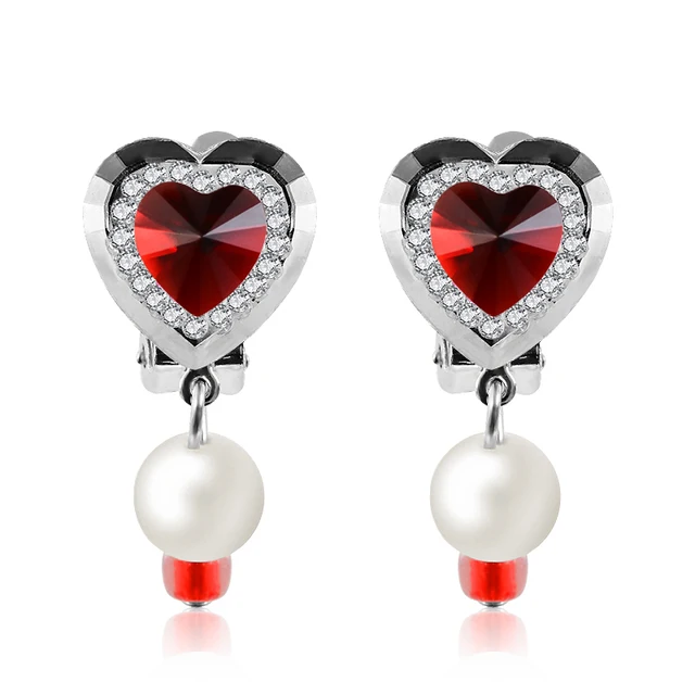 Shuangr 1 Pair Heart Shape Clip Earrings Without Piercing For S Shuangr 1 Pair Heart Shape Clip Earrings Without Piercing For S Kids Cute Simulated Pearl