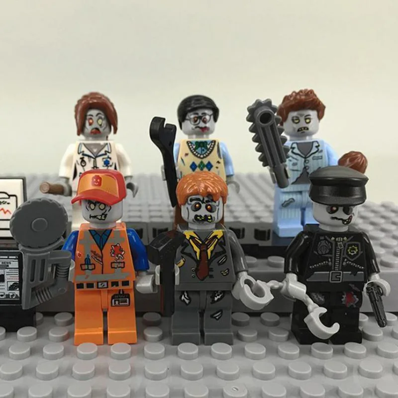 

6pcs/set Decool Zombie Movie Action Figures Educational Building Toys For Boys Gifts Fit For Legoinglys Bricks Minifigure