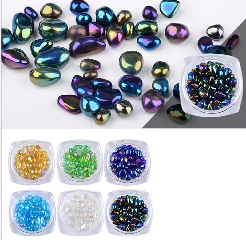 

1 box Irregular Beads Rainbow Nail Art Rhinestone Small Holographic Chameleon Mix Sizes 3D DIY Stones Nail Art Decoration