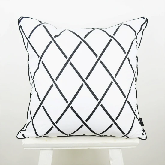 18*18 inch Decorative Pillow Case Black White Abstract Geometry Diamond