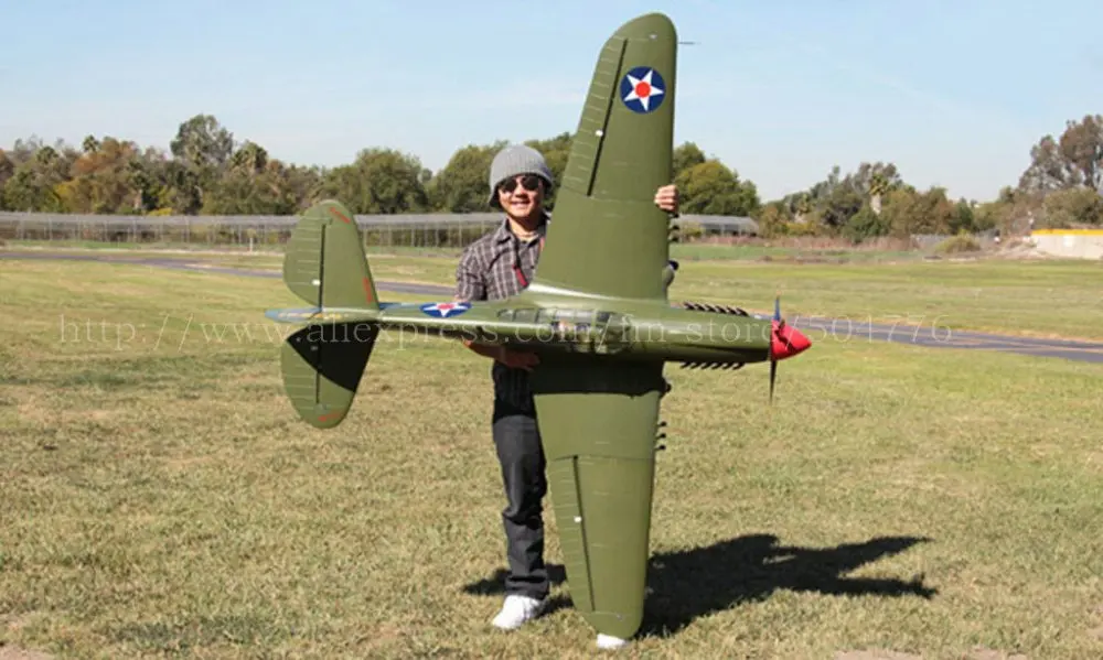 RTF Military green Version / P 40 RC plane / Wingspan 2000mm / Flying weight 4500g & Thrust