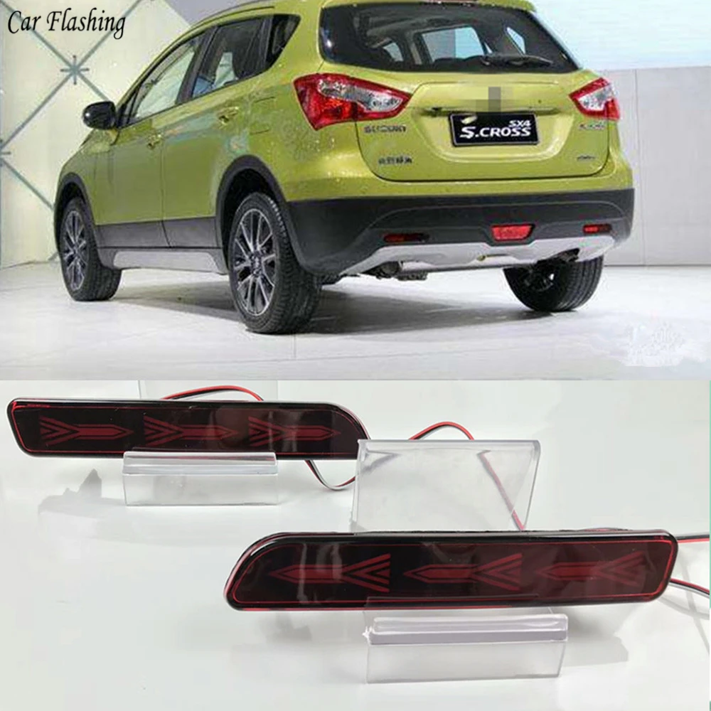 

Car Flashing 2Pcs Auto Led For Suzuki Ertiga Ciaz Vitara Splash S-Cross SX4 rear bumper lamp reflector tail lamp Brake Lights