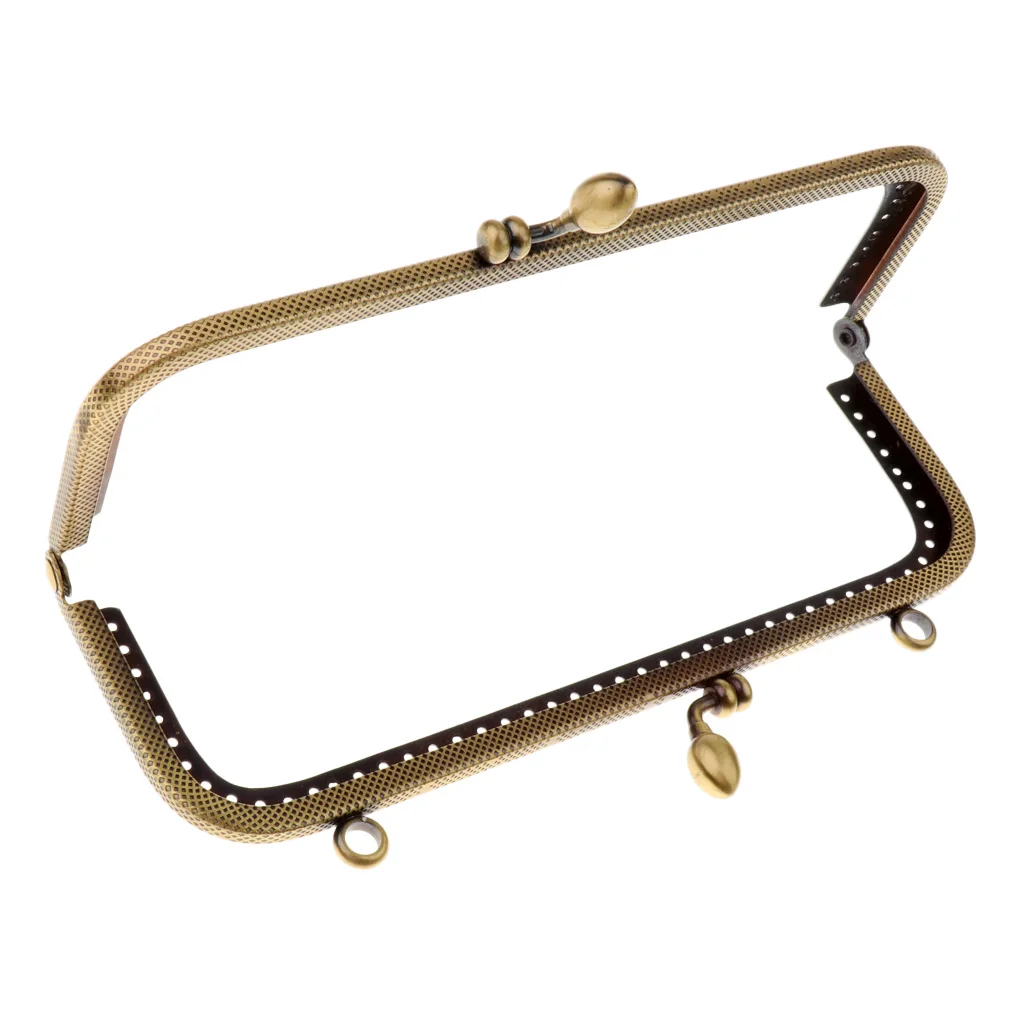 2xMetal Purse Frame Clutch Bag Kiss Clasp Rectangle Lock DIY Craft Handmade