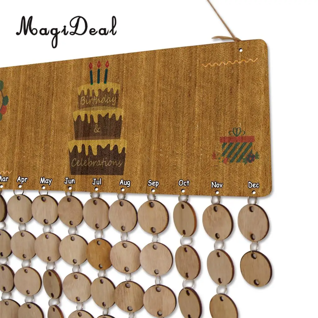 MagiDeal Vintage Wood Calendar Board Birthday Celebration Reminder Plaque Home Decor