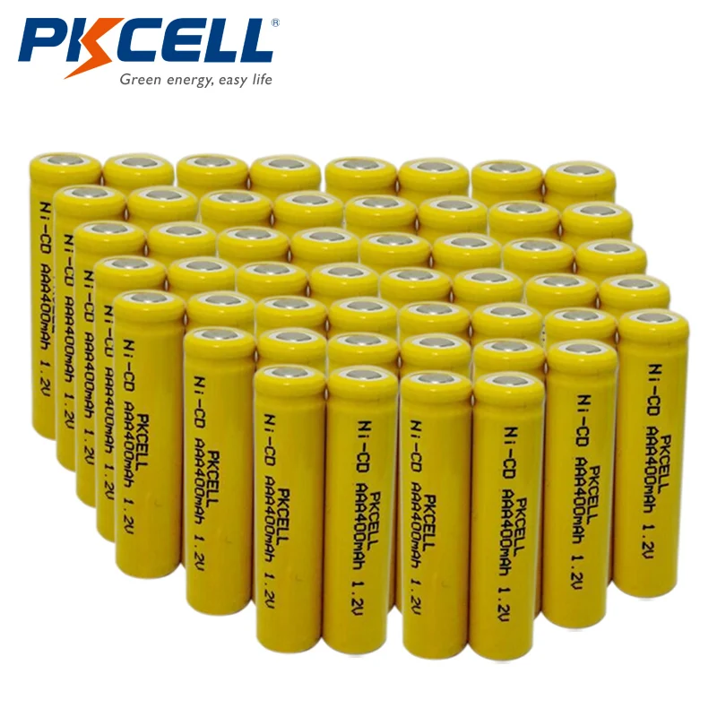 Wholesale 50pcs/lot 1.2V 400mAh AAA NiCd Rechargeable Batteries Flat