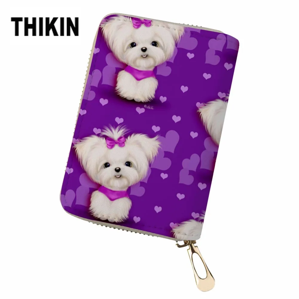 THIKIN милый Bichon Puppy для женщин Id Card Holder Высокое качество кошелек для кредитных карт Ретро свежая индивидуальность Monedero кошельки из искусственной кожи