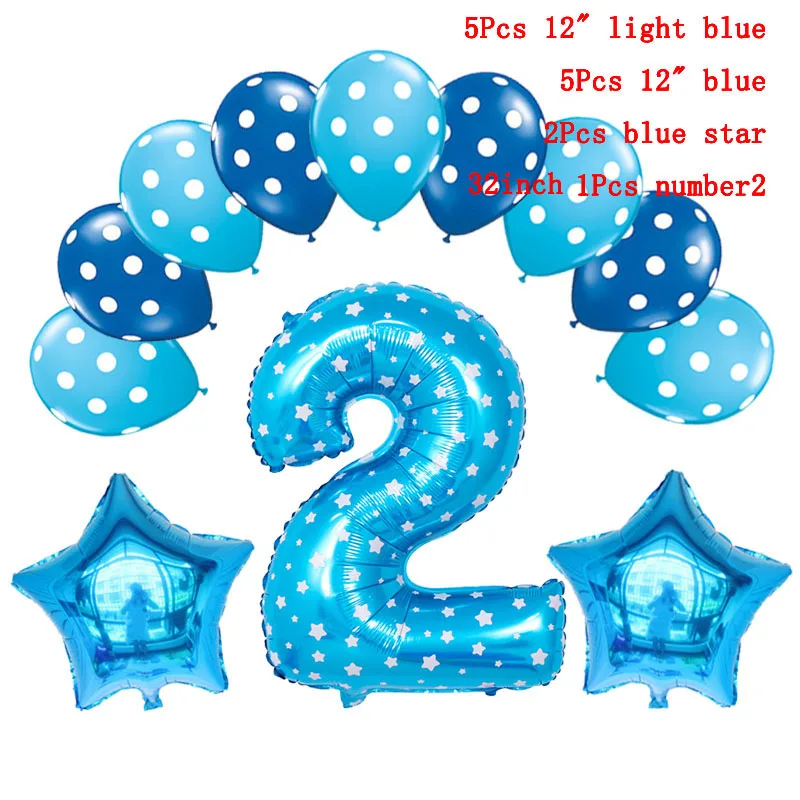 13 шт./лот Baby Shower 1st Party 32 дюйма розовый и голубой номер воздушные шары из фольги