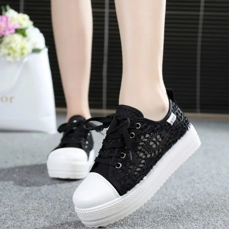 black lace canvas shoes