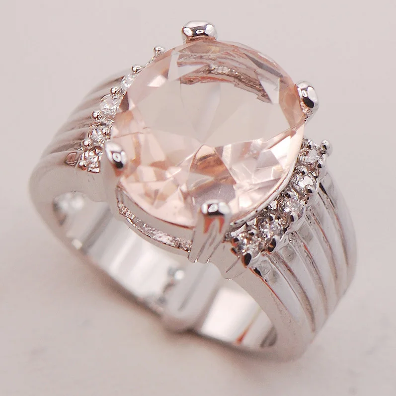 Модное женское кольцо из серебра 925 пробы Morganite F745 Размер 6 7 8 9 10|ring 26|ring vampirering ferrite |