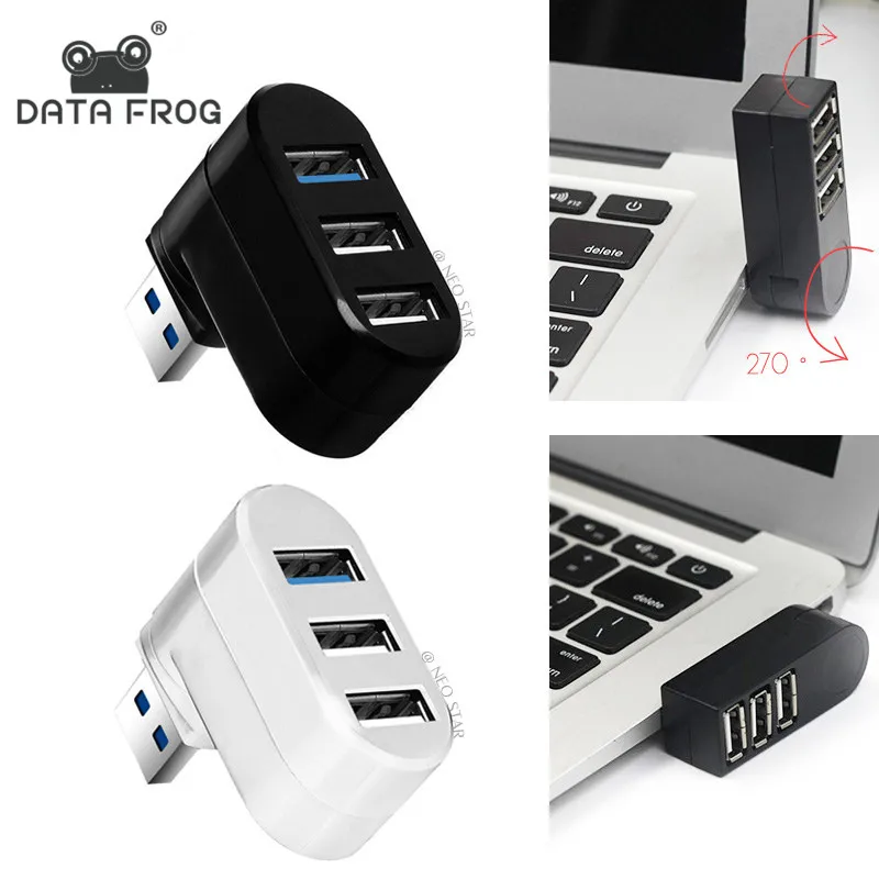 

DATA FROG Mini 3 Ports USB 2.0/3.0 Hub Rotatable Adapter For Laptop PC Notebook Rotated 270 Degrees Strong Compatibility HUB