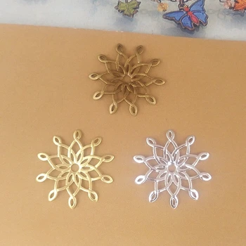 

50pcs 23mm flowers filigree wire connector for diy jewelry accessories--silver/bronze/brass option