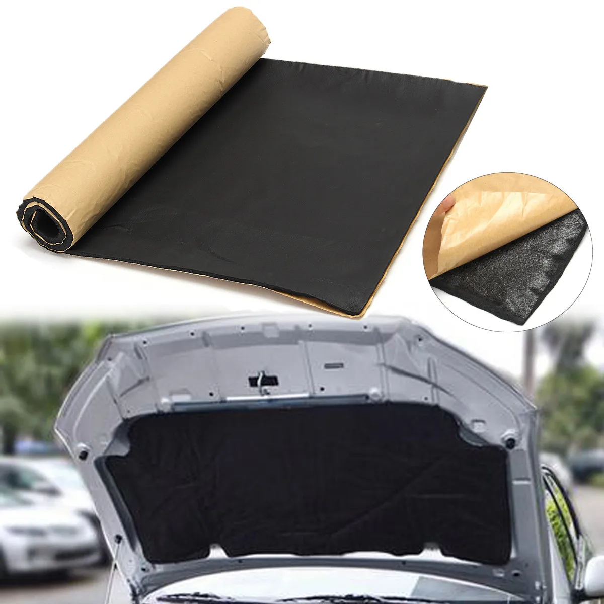 

Audew 100x50cm 10mm Soundproof Cotton Auto Car Truck Sound Proofing Deadening Firewall Heat Deadener Insulation Noise insulation