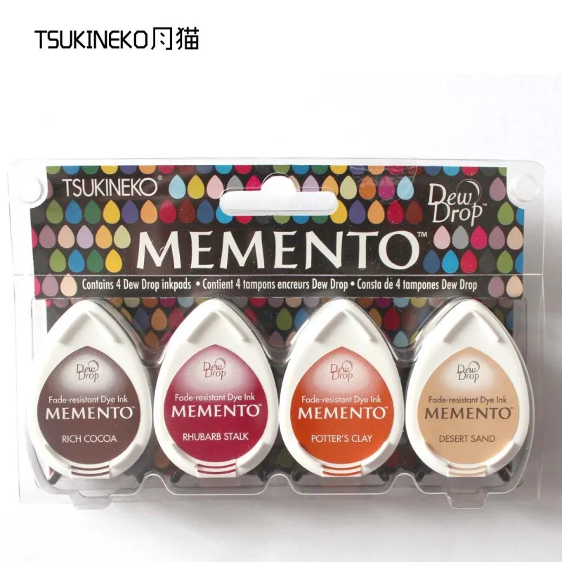 Tsukineko MEMENTO MD, 4 шт., серия водяных капель, резиновый штамп для бумажного ремесла