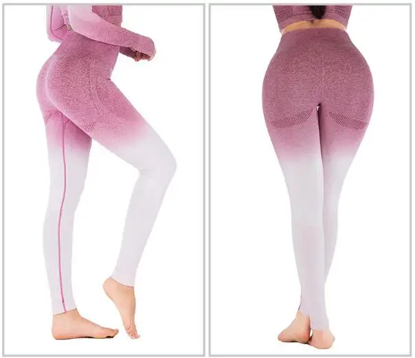 

Women Sports Gym Yoga Running Pants Compression Tights Leggings Ombre Seamless Pants Stretchy High Waist Run Fitness Leggings