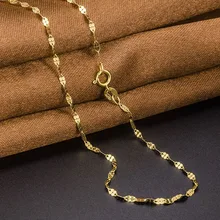 Изысканная цепочка из желтого золота Au750, Настоящее 18 K, женское ожерелье с клевером, 16 дюймов, 18 дюймов