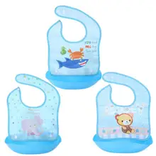 Синие хлопковые съемные детские силиконовые водонепроницаемые узорные нагрудники с принтом