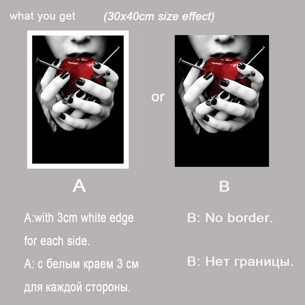 Черный фон для фотографий модная сексуальная женщина с яблоком плакат и печать