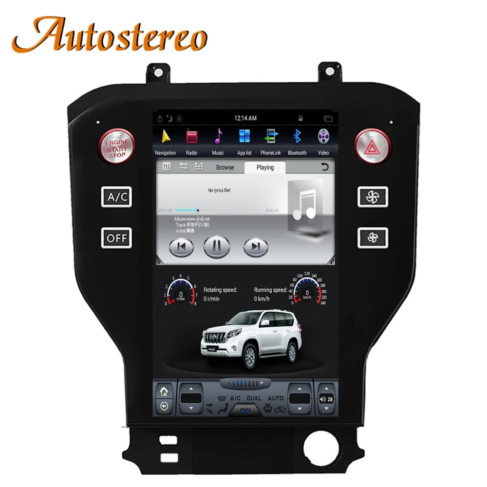 Top Android 7 Tesla style Car No DVD Player GPS Navigation For Ford Mustang 2015+ stereo headunit multimedia radio tape recorder IPS 4