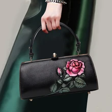 Женская Высококачественная сумка из натуральной кожи Топ Кожаный цветочный узор Топ-ручка сумка модная Банкетная ручка сумка женская сумка на плечо