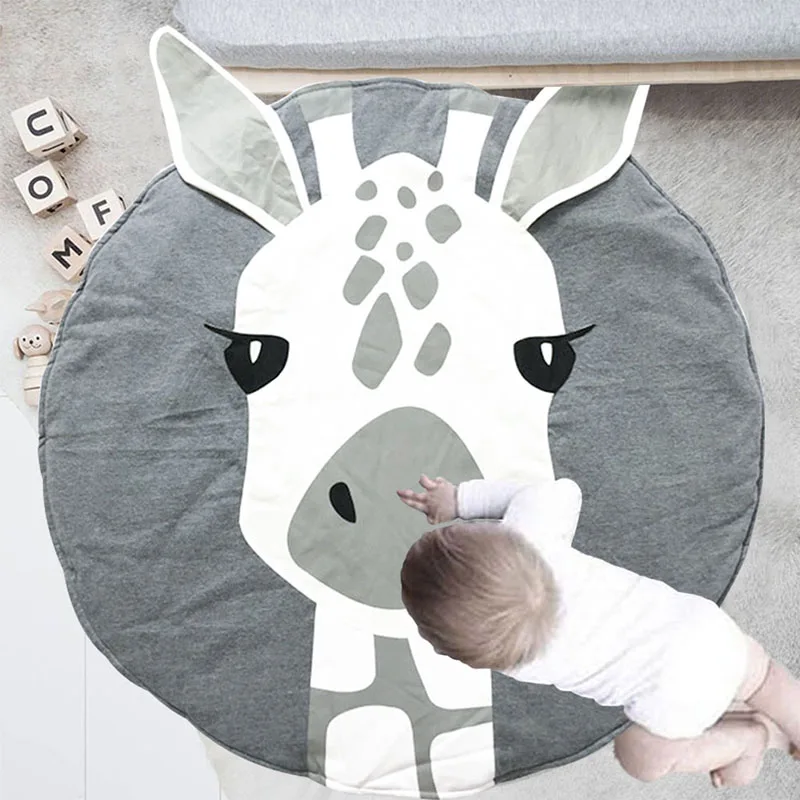 

New Born Baby Cotton Soft Cartoon Animals Giraffe Print Baby Play Mats Child Crawling Mat Carpet Unisex Educational Toddler Toy