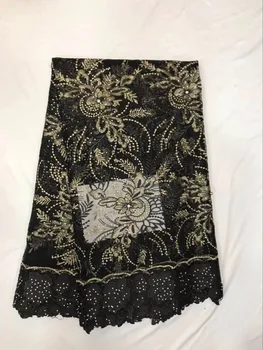 

Nigeria Style French Tulle Laces Bridal Net Lace Embroidered French Lace Fabric With Heavy Stones for Dressing 30