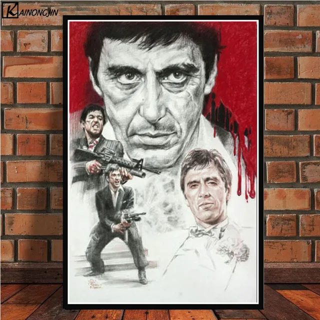 AL PACINO Scarface Poster Godfather Movie Gangster Wall Art Canvas ...