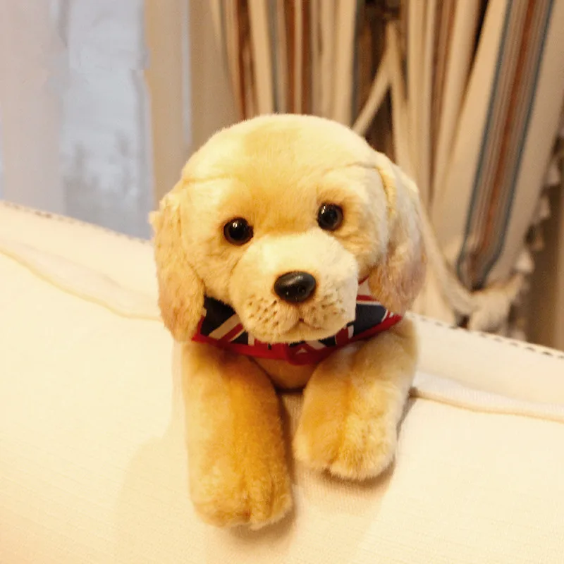 Dorimytrader cute simulation animal Labrador plush toy realistic animals dog stuffed doll kids and adult gift decoration 37x17x13cm DY50144 (5)