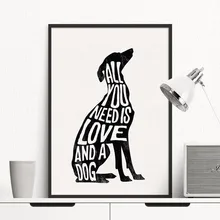 

Dog Animal Black Abstract Quote Print Nordic Canvas Painting Poster Home Decor Wall Picture Love Word For Living Room Bedroom