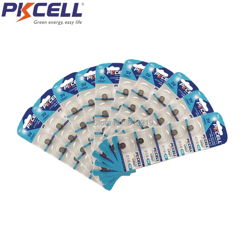 

50pcs PKCELL CR927 3V Lithium Button Battery BR927 ECR927 5011LC CR 927 DL927 Cell Coin Batteries For Watch Electronic Toy