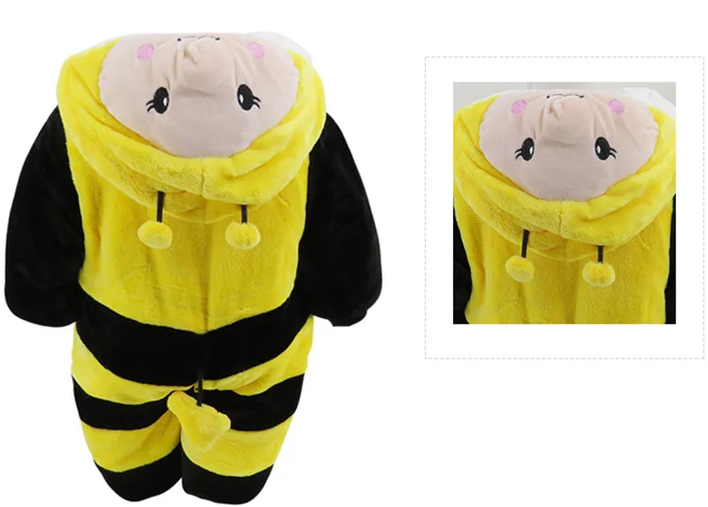 2017 Winter New Thick Flannel Baby Rompers Small Bee Baby Boy&Girl Jumpsuit Children Clothes Newbore Hooded Long Sleeve Bodysuit11
