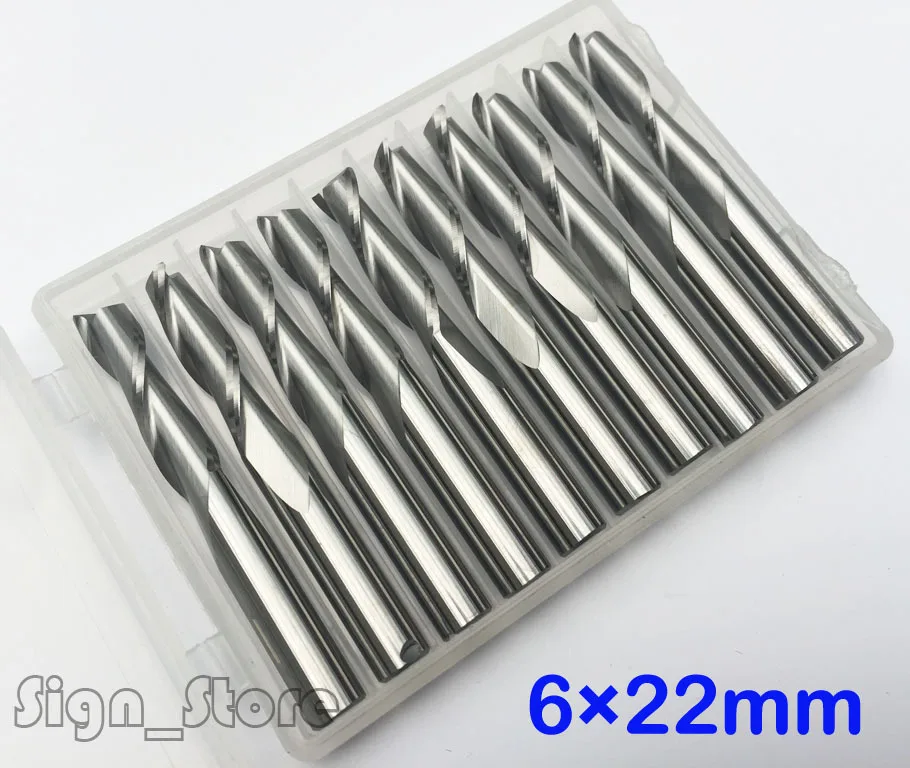 

Free Ship 5pcs Solid Carbide 6mm Endmill Double Two Flute Spiral Bit CNC Router Bits CED 6mm CEL 22mm