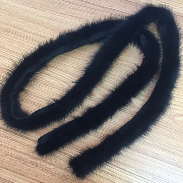 2017 Real Fur Collar trim Genuine mink Fur 100cm 1 5cm trim Down Coat Fur Strip