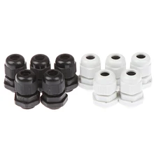 5pcs Nylon PG9 For 4-8mm Waterproof Plastic Wire Cable White Black Cable Gland Connector