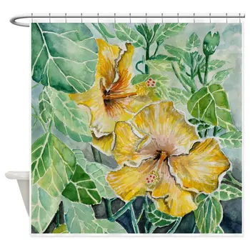 

Design Hibiscus Flowers Tropical Exotic Art Decorative Fabric Shower Curtain