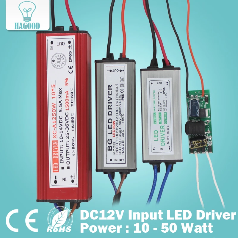 

DC12V LED Driver Transformer Power Supply Adapter 10-50W Waterproof IP65 for DIY Led Floodlight Lighting Fixtures