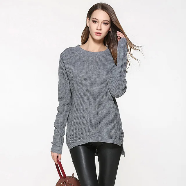Buy ALEUALUU 100 Polyester Solid O Neck Women Sweater