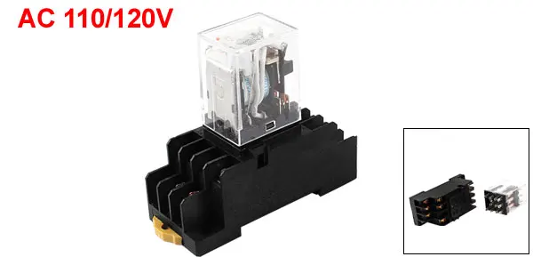 HH53PL AC 110/120V Coil 3PDT 11Pin 35mm DIN Rail Electromagnetic Power Relay