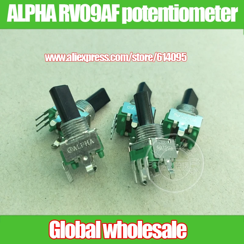 

4pcs ALPHA RV09AF 09 vertical single potentiometer C1K B50K B100K A500K / handle with thread length 16MM