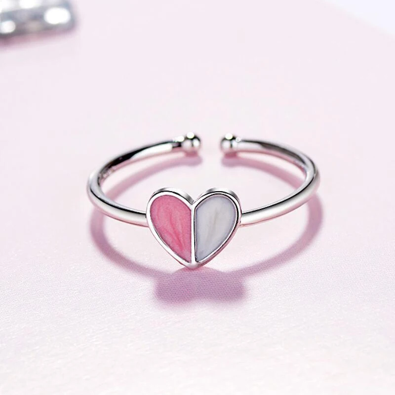 Jisensp Simple Style Silver 925 Rings bague homme Love Peach Heart Ring Original Wedding Jewelry