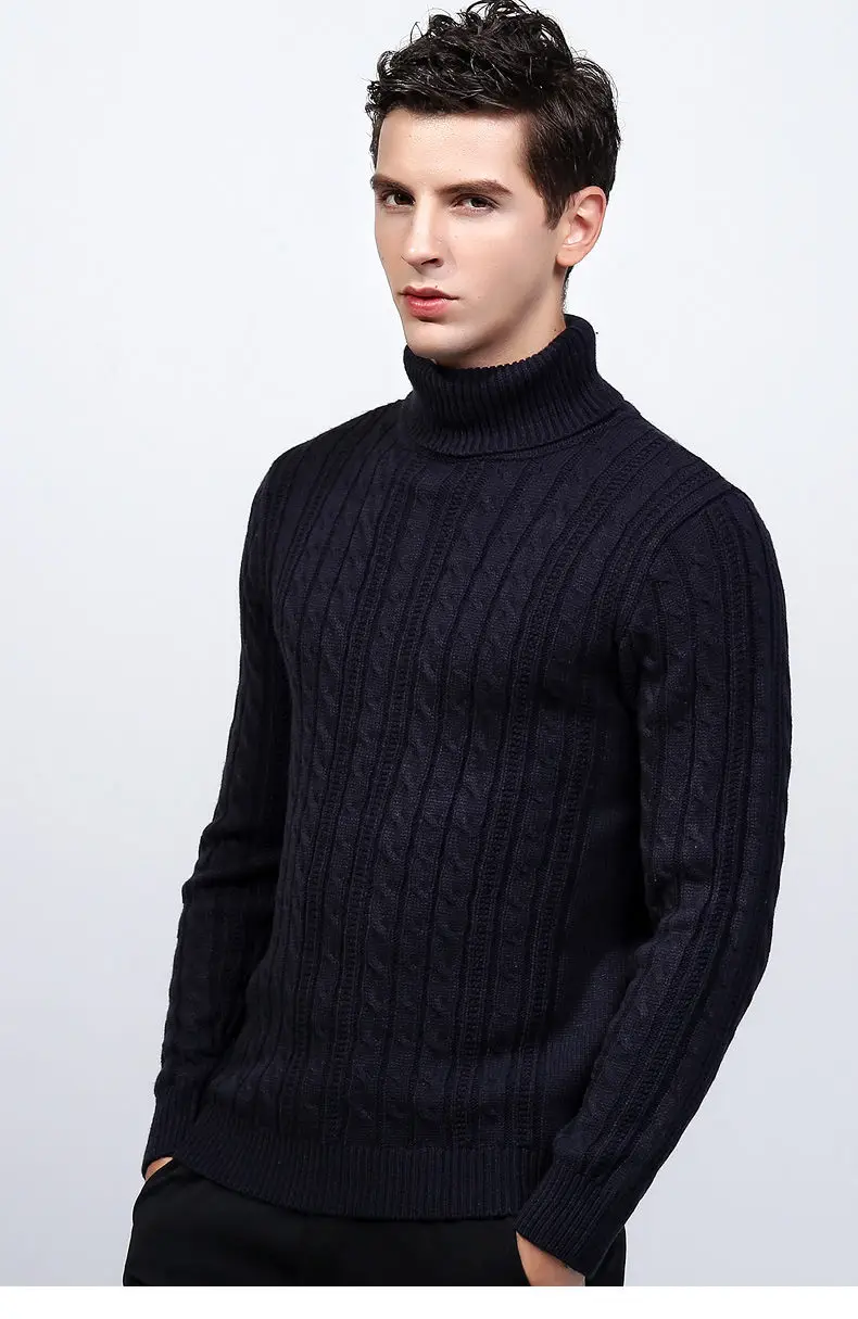 3Colors Turtleneck Sweater Pullovers Men Thick knitted Sweater Jumpers Man Winter Warm Acrylic Male knitwear Autumn Tmall Brand-08