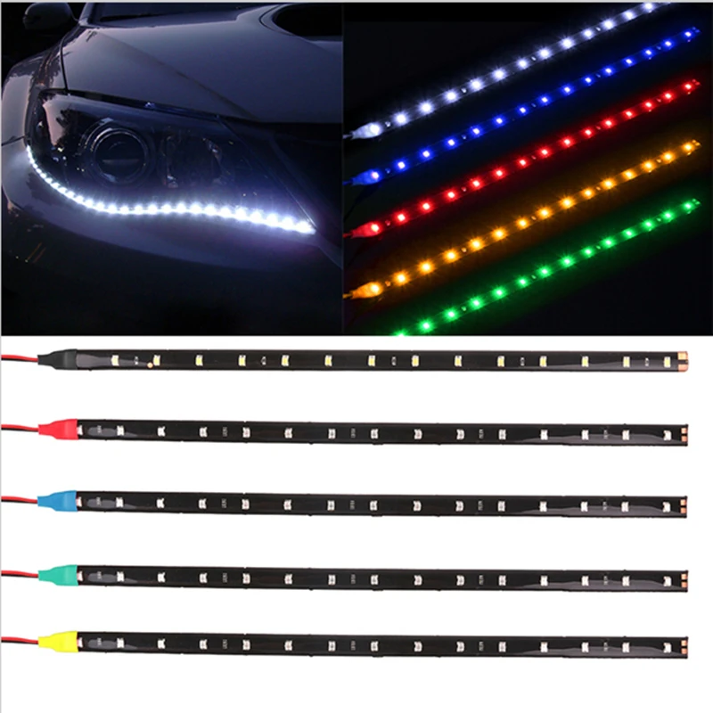 2pcs Car LED Strip Light DRL Light Waterproof Car Auto Decorative Flexible LED Strip 30cm 15SMD Car LED Daytime Running Light 2pcs Car LED Strip Light DRL Light Waterproof Car Auto Decorative Flexible LED Strip 30cm 15SMD Car LED Daytime Running Light